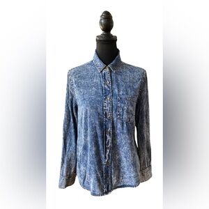 Mudd: Blue Washed Denim Button Down Shirt
